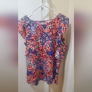 Size XXL Juicy Couture Multicolored Ruffled Cap Sleeve Blouse